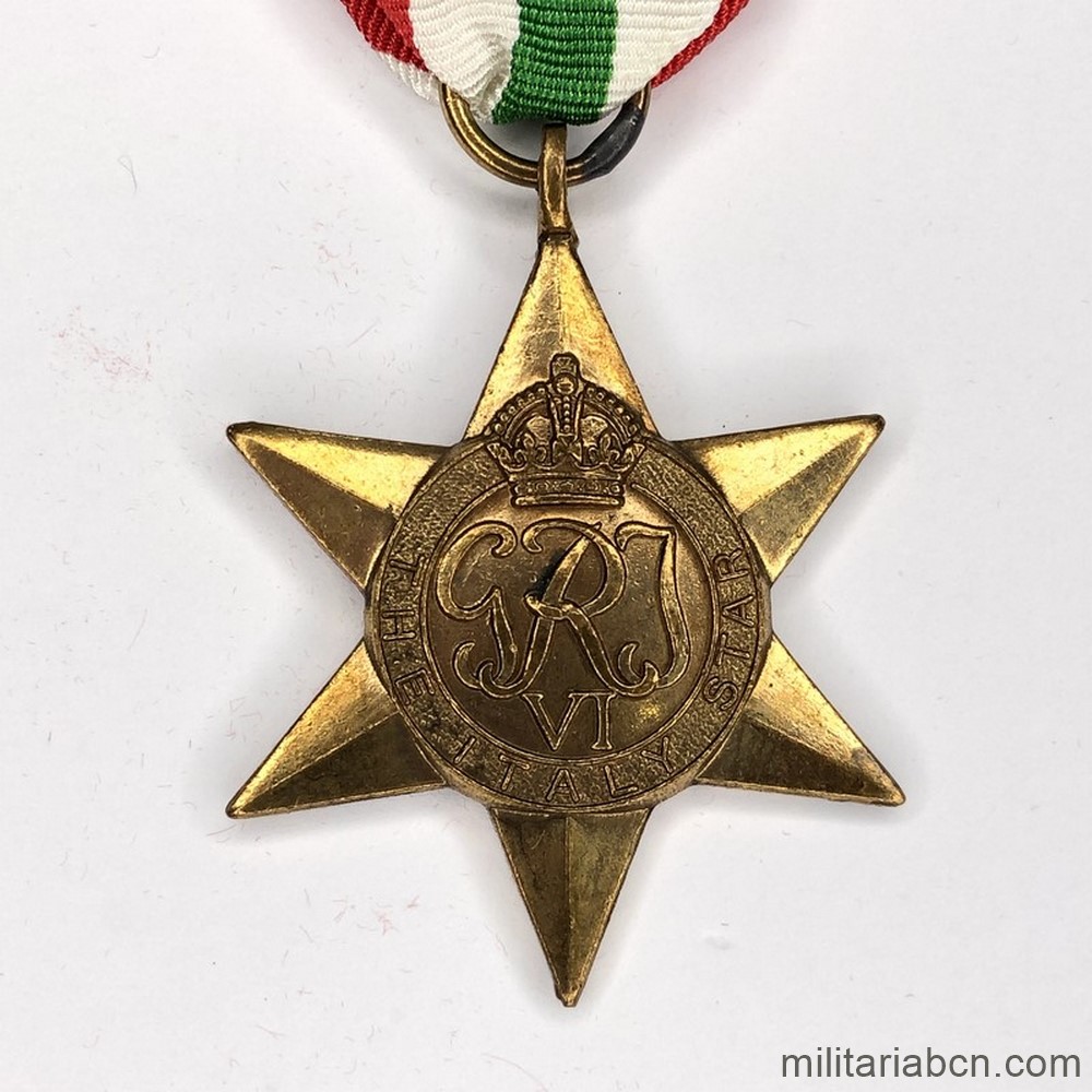 Reino Unido. The Italy Star. Medalla de campaña británica de la 2ª Guerra Mundial