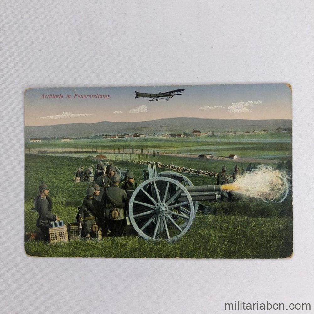 Alemania. Tarjeta postal de la 1ª Guerra Mundial. Artillerie in Feuerstellung