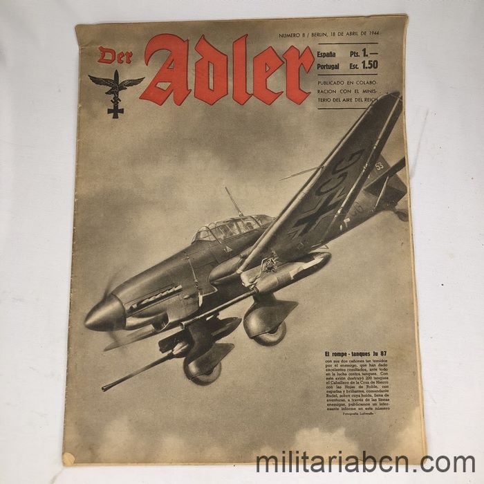 Alemania III Reich. Revista Der Adler nº 8 del 18 de Abril de 1944. En castellano.