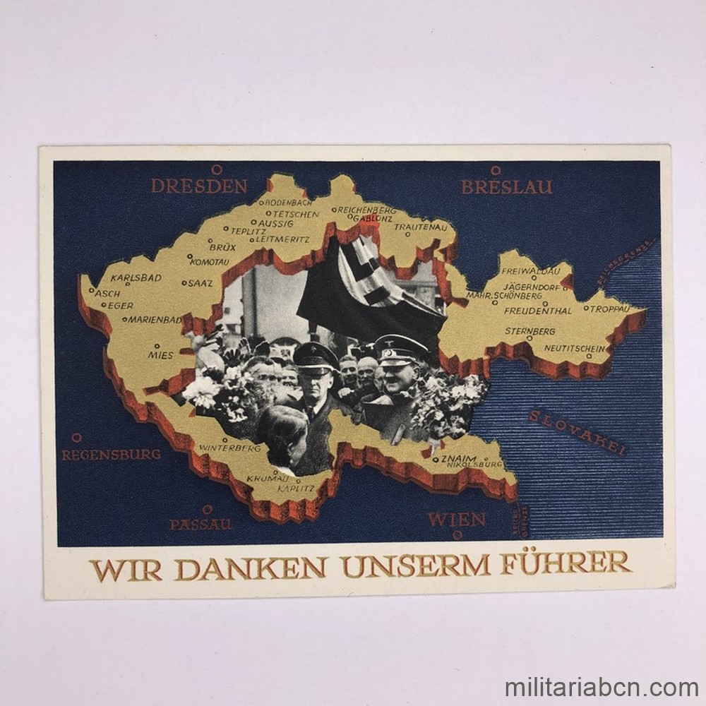 Alemania III Reich. Tarjeta postal Wir danken unserm Führer. 12 April 1938