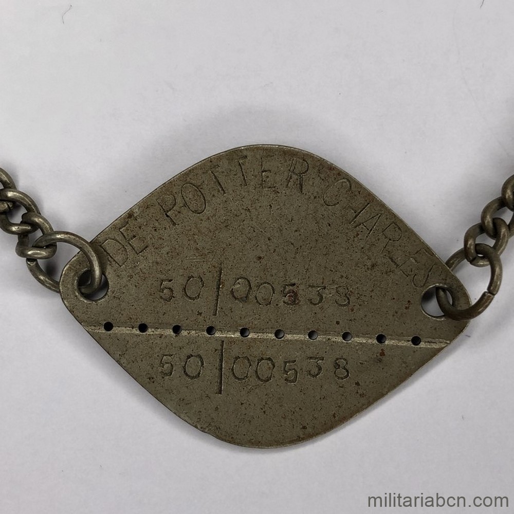 Bélgica. Chapa de Identificación modelo 1918. M6