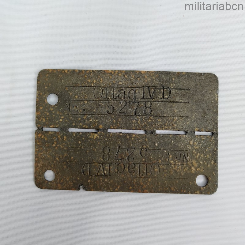 Alemania III Reich. Placa identificación prisionero de guerra Oflag IV D