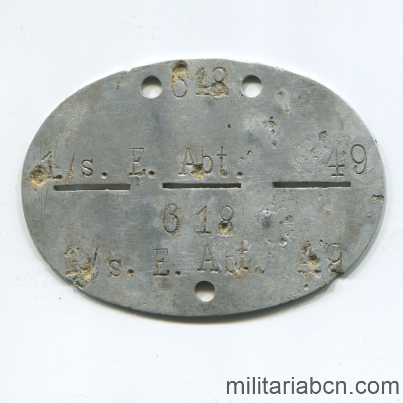Alemania III Reich. Chapa de Identificación Wehrmacht. L/s E.Abt. 49
