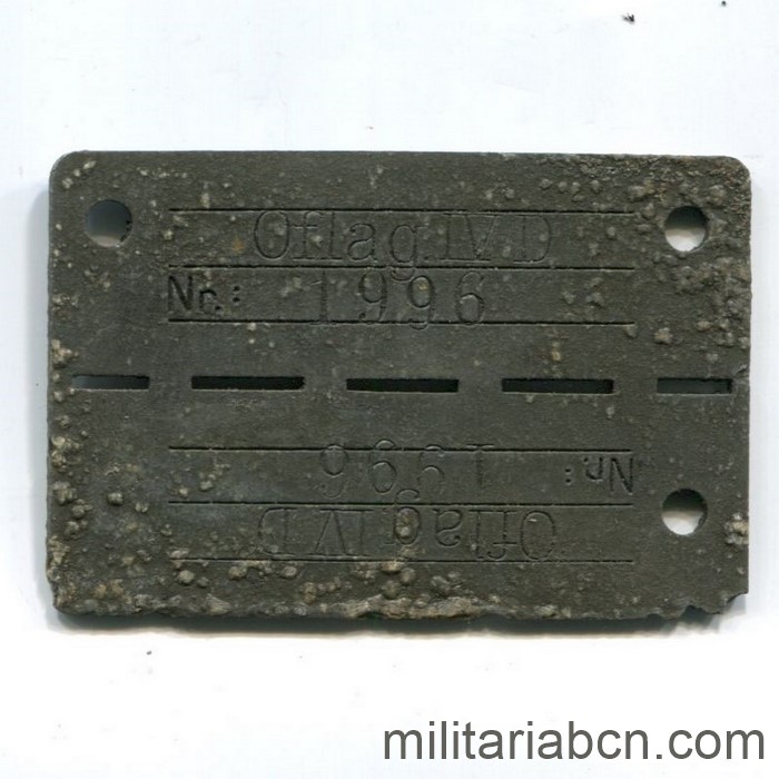 Chapa de identificación, dog tag o Erkennungsmarke de prisionero de guerra del Oflag IV D
