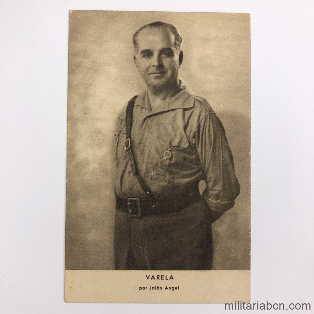 Postal con la fotografía del General Varela. Fotografía Jalón Angel. 1939