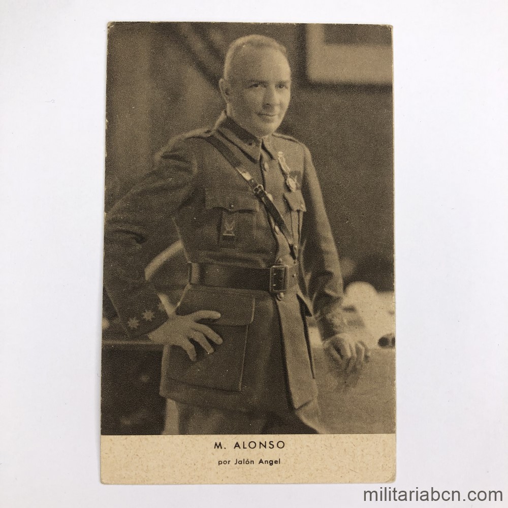 Postal con la fotografía del General M. Alonso. Fotografía Jalón Angel. 1939