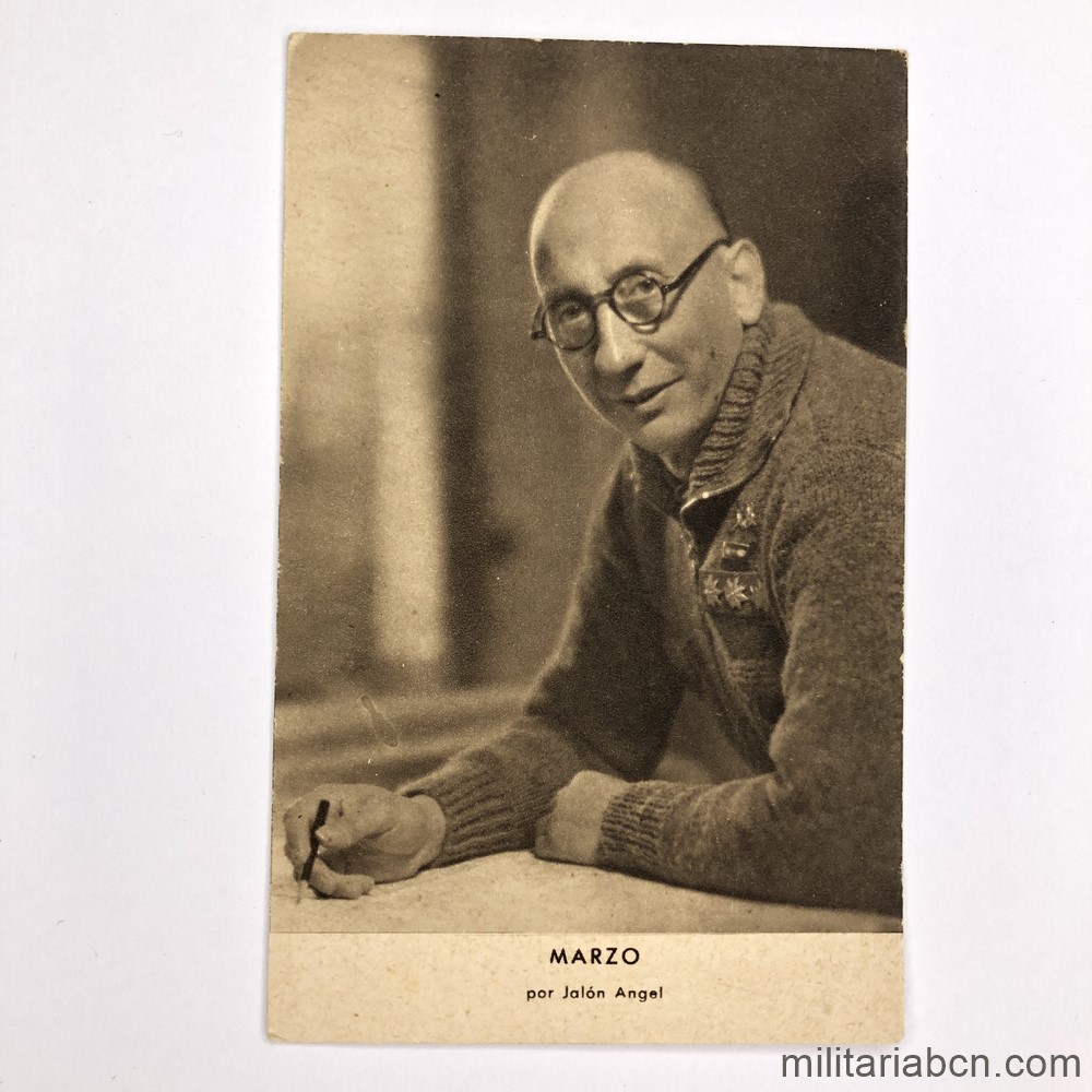 Postal con la fotografía del General Marzo. Fotografía Jalón Angel. 1939