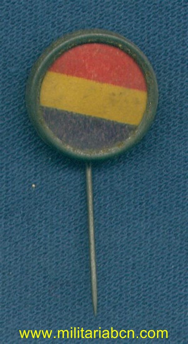 2ª República y Guerra Civil Española. Insignia de propaganda. Con la bandera tricolor