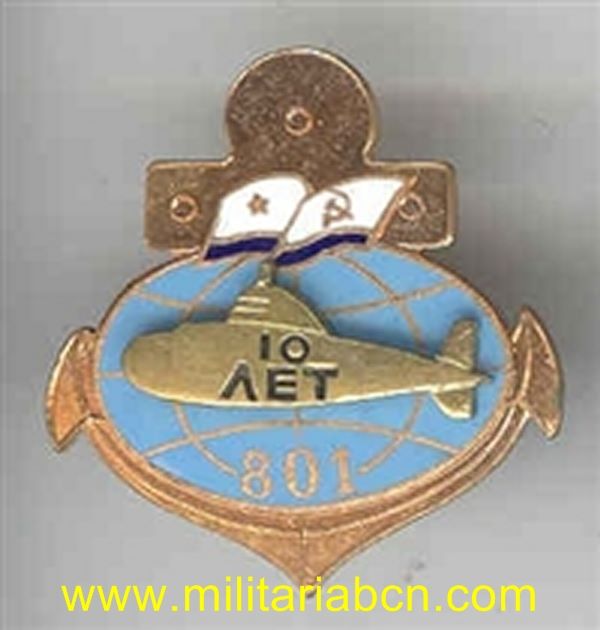URSS Unión Soviética. Insignia esmaltada. 10 años submarinos