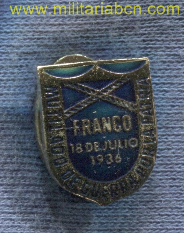 España. Miniatura de solapa de la Medalla de Mutilados. Azul