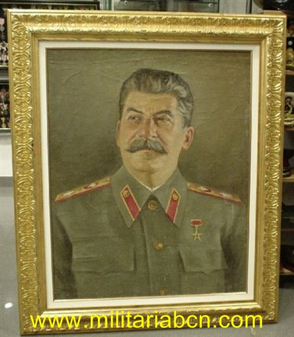 URSS Unión Soviética. Retrato al óleo de Stalin. 80×100 cm (sin contar el marco)