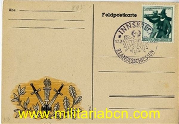 Postal III Reich. Con sello y matasellos del primer día. D107