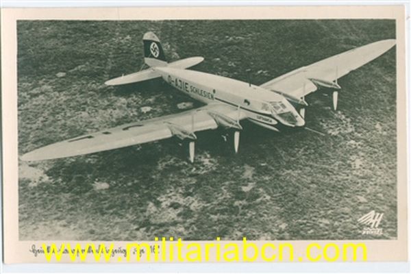 Postal de propaganda alemana. Colección aviones de la Luftwaffe. Editada por Trinks & Co de Leipzig