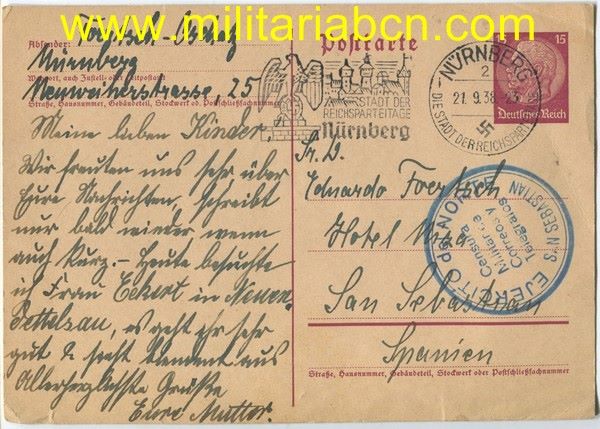 Postal Congreso del NSDAP en Nüremberg 1938.