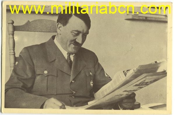 Postal con la figura de Adolf Hitler.   Sin circular.