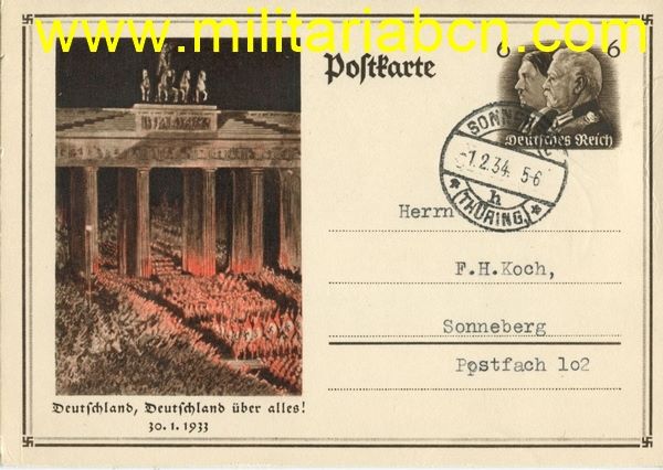 Alemania III Reich.    Postal Deutschland, Deutschland über Alles !.