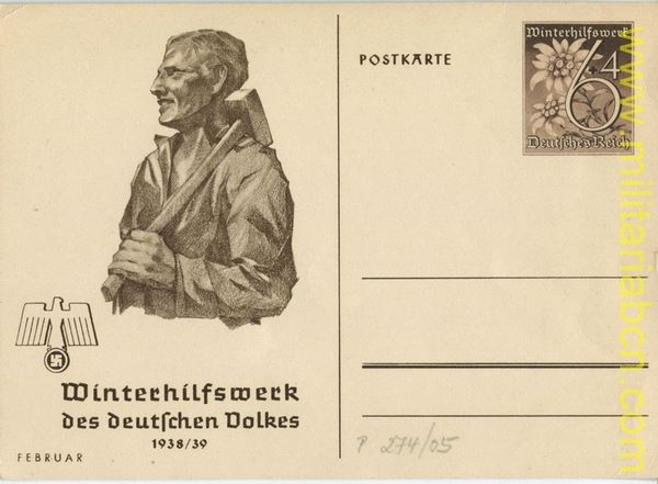 Alemania III Reich. 2ª Guerra Mundial. Postal. Winterhilfswerk des Deutschen Volkes.