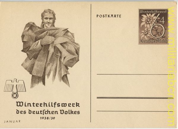 Alemania III Reich. 2ª Guerra Mundial. Postal. Winterhilfswerk des Deutschen Volkes.