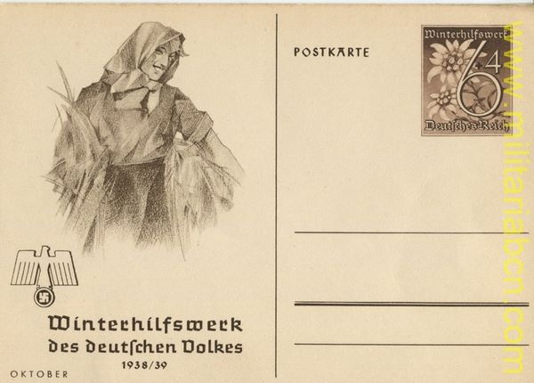 Alemania III Reich. 2ª Guerra Mundial. Postal. Winterhilfswerk des Deutschen Volkes.