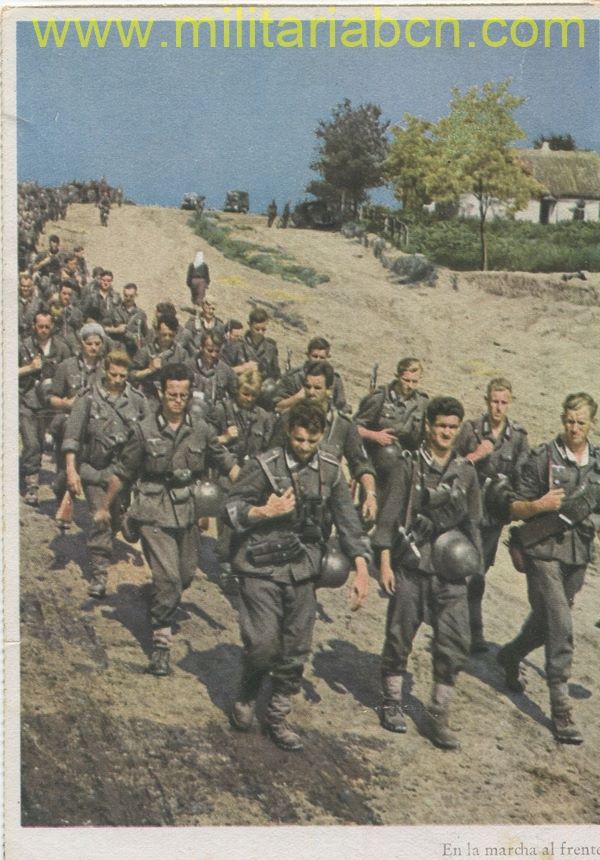 Alemania III Reich. Postal 2ª Guerra Mundial. Texto en castellano.