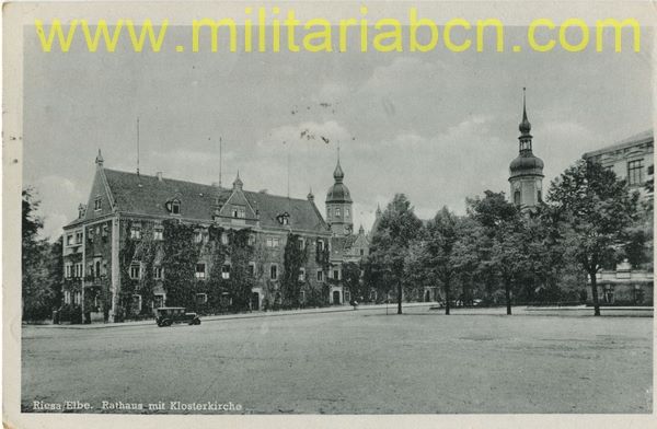 Alemania III Reich. Postal 2ª Guerra Mundial. Riesa, Elbe.