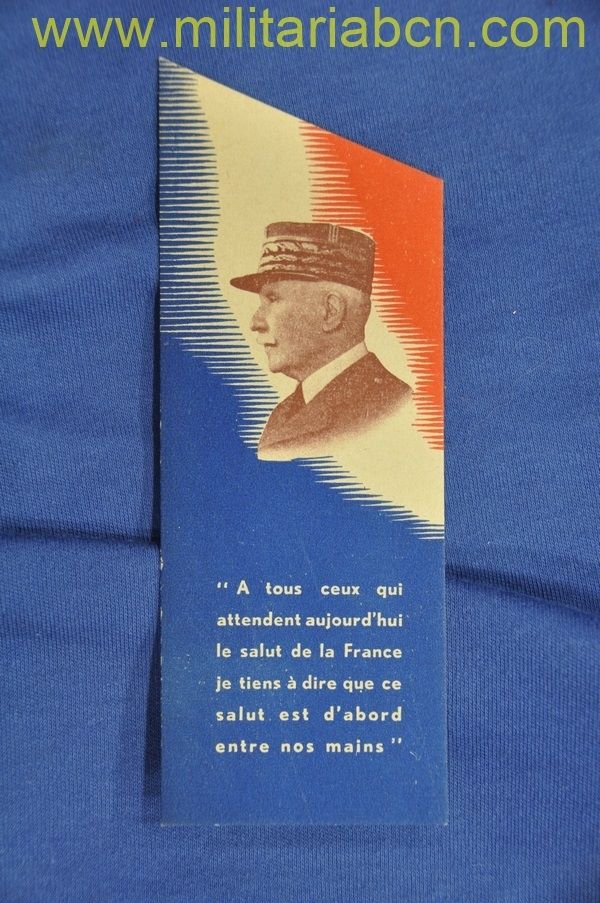Hoja de propaganda del Gobierno de Vichy. Pétain. 2ª Guerra Mundial.