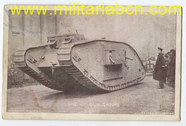 Postal. Reino Unido. 1ª Guerra Mundial. Carros Mark I.