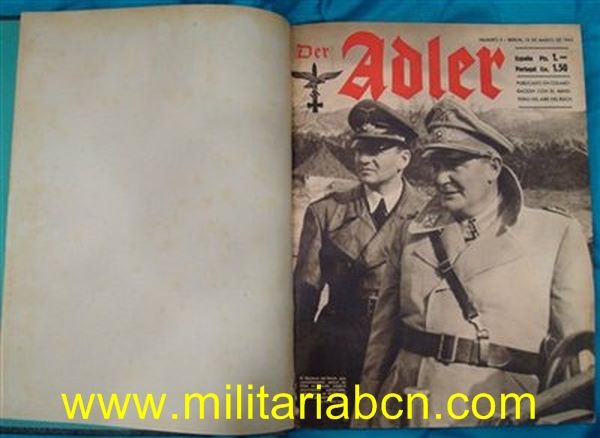 Revista Adler. Texto en castellano. Volumen encuadernado. Del nº 5 al 17 de 1942.