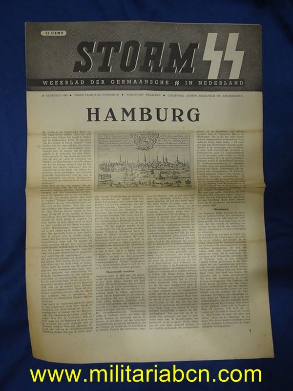 Storm SS. Publicación de las SS en Holanda. 20 Agosto 1943. Sólo hay las páginas 1, 2, 11 y 12, faltan las otras páginas.