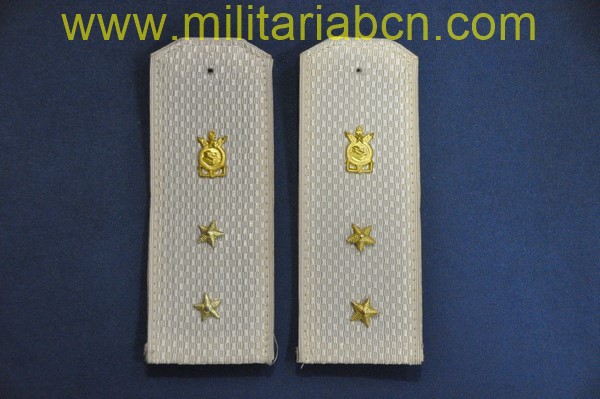 URSS. Unión Soviética. Hombreras de Subteniente de Tropas Militares de Construcción. Uniforme de verano.