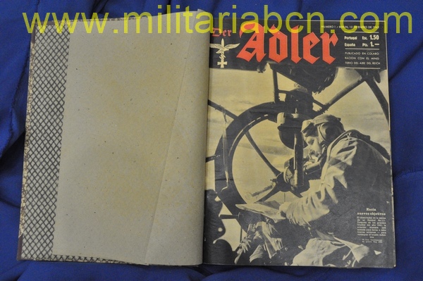 Revista de la Luftwaffe Der Adler.   Encuadernada desde el número 1 al 25 de 1942.   Texto en castellano y alemán.