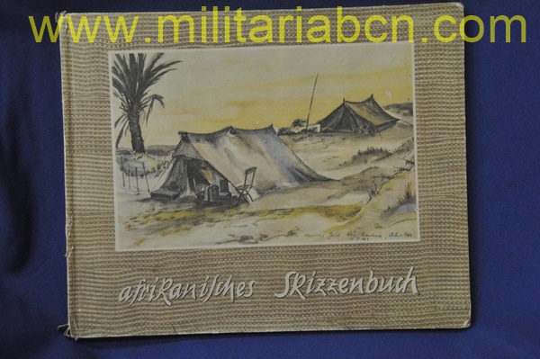 Libro de dibujos Afrikanisches Skizzenbuch de Herbert Sommer.  Berlin 1942.  Afrika Korps.  22 x 26 cm.