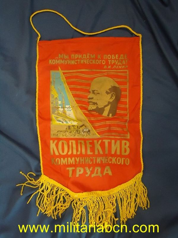 URSS.  Unión Soviética. Banderín de propaganda. 39 x 26 cm.