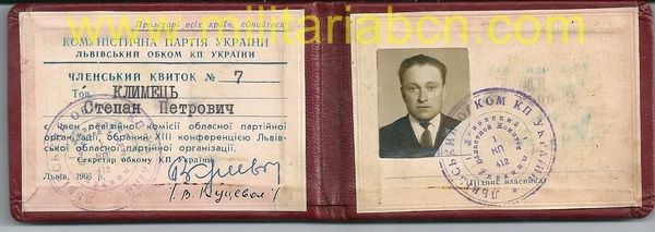 URSS Carnet de Diputado del Soviet Supremo de Ucrania. Año 1966. Con fotografía.