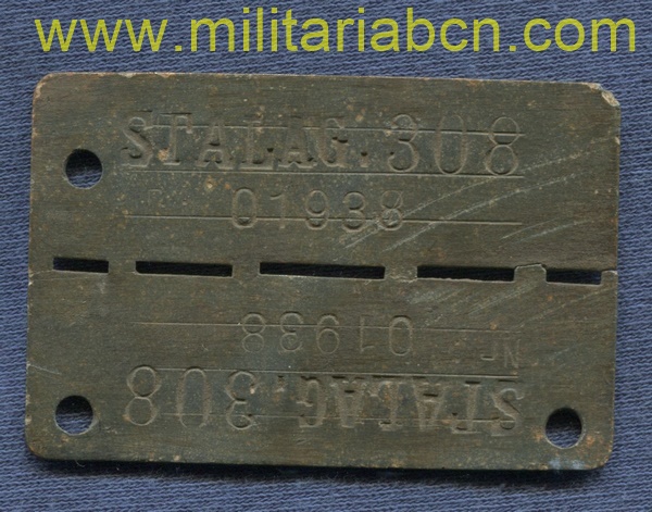 Alemania III Reich. Placa prisionero de guerra Stalag 308. M3