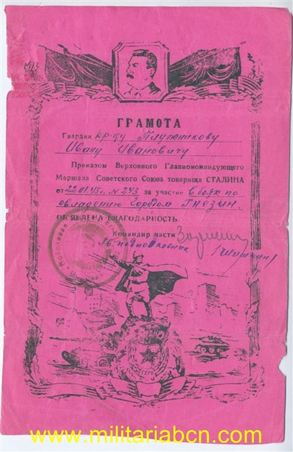 URSS Documento por Liberación de pueblos. 1945. N6