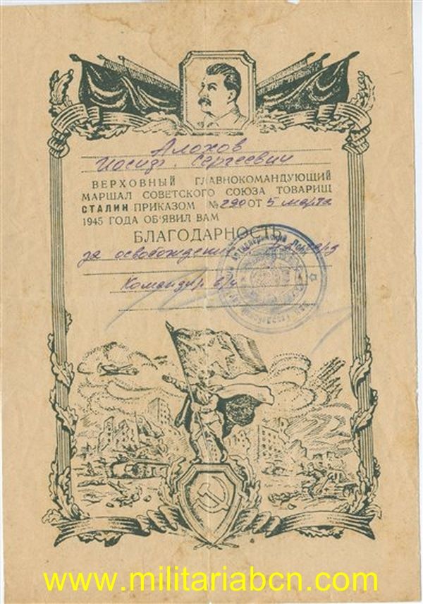 URSS Documento por Liberación de pueblos. 1945. N10