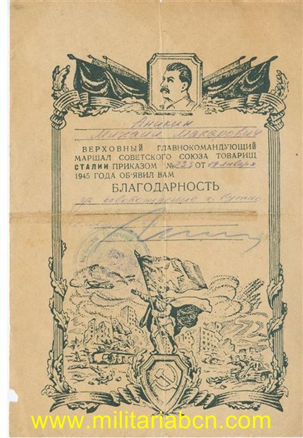 URSS Documento por Liberación de pueblos. 1945. N9