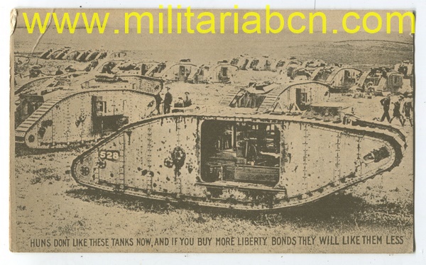 Postal. Estados Unidos. 1ª Guerra Mundial. Carro Mark I.