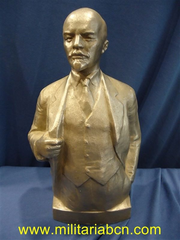 URSS Unión Soviética. Figura Lenin. Medio cuerpo. Metal 31 cm. Año 1977.