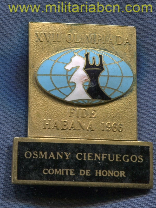 Cuba. Insignia de la XVII Olimpiadas de Ajedrez FIDE Habana 1966. Osmany Cienfuegos