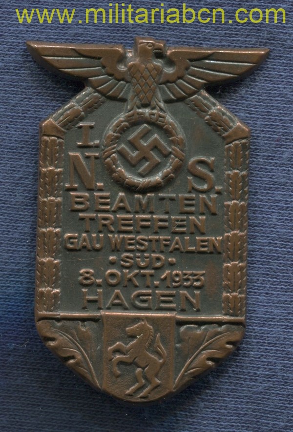 Alemania III Reich. Insignia NS Beamten Treffen Gau Westhallen Süd
