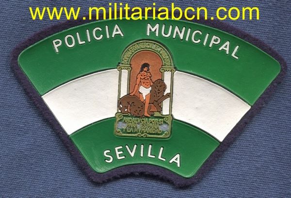 Insignia de tela o parche de la Policía Municipal de Sevilla.
