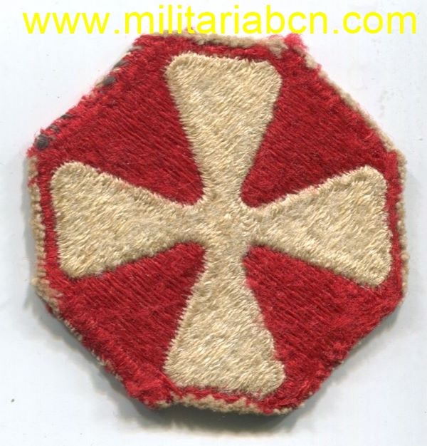 Estados Unidos.  Parche original de la 2ª Guerra Mundial.  8th Army.