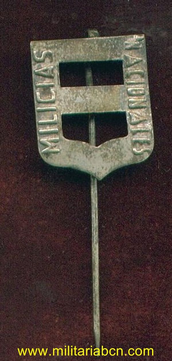 Insignia de solapa. Milicias Nacionales. Guerra Civil. 18 x 21 mm